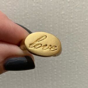 ( NWOT ) Matte Gold “ love “ Signet Ring